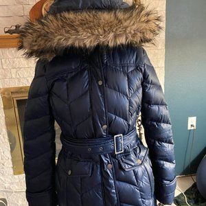 Lands' End down parka, faux fur hood, size S (6-8)